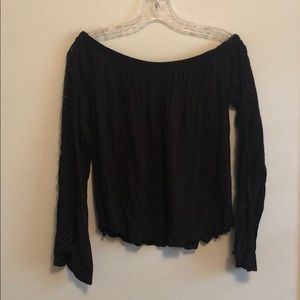 Long sleeve strapless black top